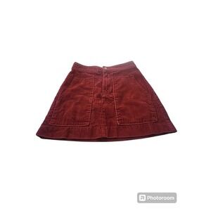 H&M Corduroy Mini Skirt A-Line Pockets Casual Maroon Womens‎ Size 6